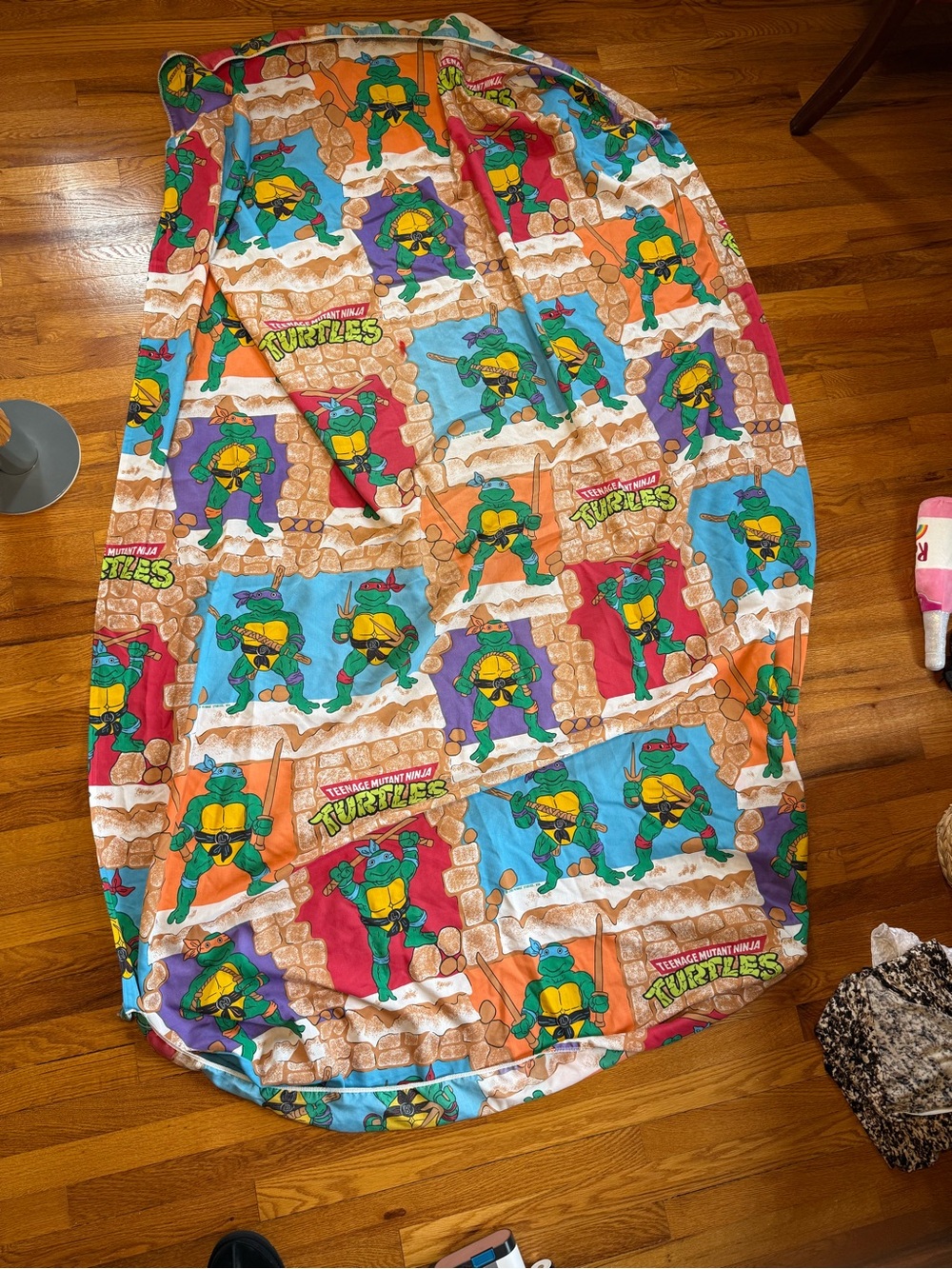 Vintage 80s Teenage Mutant Ninja Turtles Fitted Sheets, Size Twin 1988 Fabric